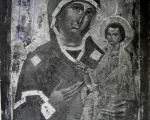 Ruska ikona: Bogorodica sa Hristom (Odigitrija) 1568. retuširao Tudor Vuković iz Maina, tempera na dasci, 69 X 54,4 X 3,3 cm